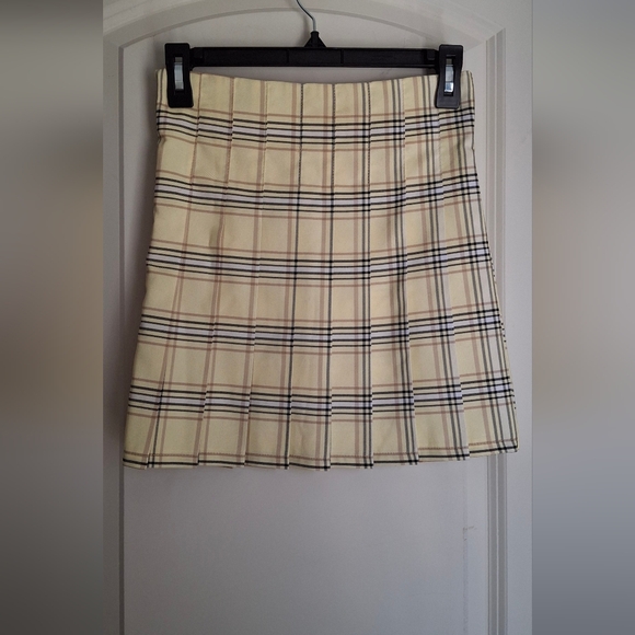 Y2k No bundaries yellow plaid pleated tennis skirt size xs collegiate school bas - Picture 1 of 4